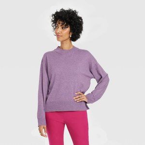 Women's Purple Fine Gauge Crewneck Sweater - Large